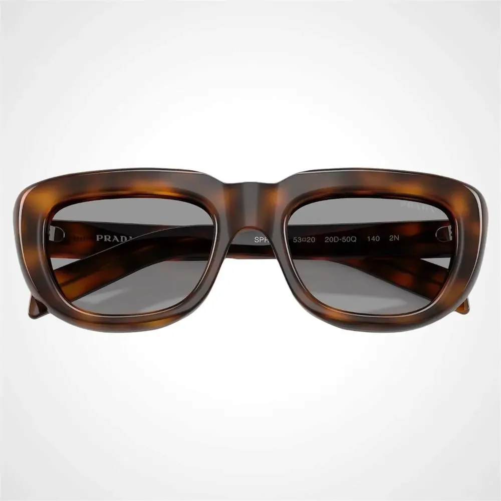New PRADA Sunglasses Brown Juniper Tortoise Grey Lens Women's